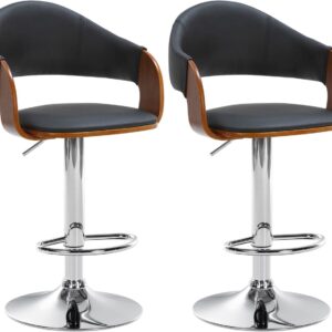 2er Set Barhocker Nilse Kunstleder chrom walnuss/schwarz