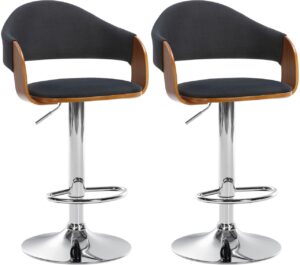 2er Set Barhocker Nilse Stoff chrom walnussschwarz