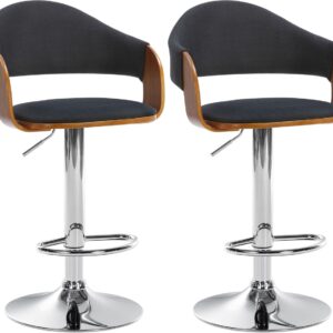 2er Set Barhocker Nilse Stoff chrom walnuss/schwarz