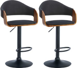 2er Set Barhocker Nilse Stoff schwarz walnussschwarz