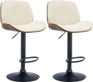 2er Set Barhocker Nova Kunstleder walnusscreme