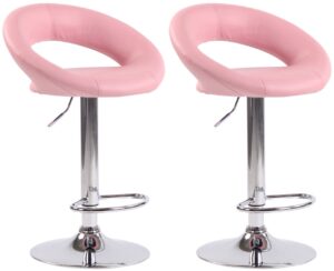 2er Set Barhocker Olinda Kunstleder chrom pink