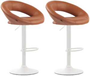 2er Set Barhocker Olinda Kunstleder weiss hellbraun
