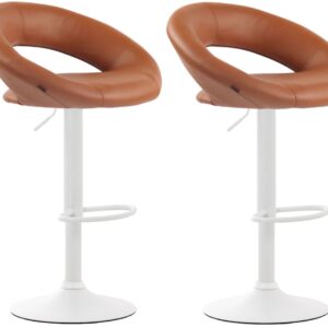 2er Set Barhocker Olinda Kunstleder weiß hellbraun