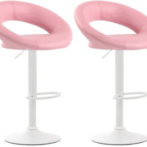 2er Set Barhocker Olinda Kunstleder weiß pink