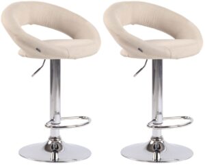 2er Set Barhocker Olinda Stoff Chrom creme