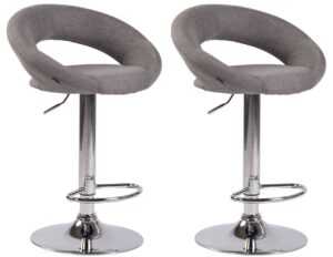 2er Set Barhocker Olinda Stoff Chrom grau