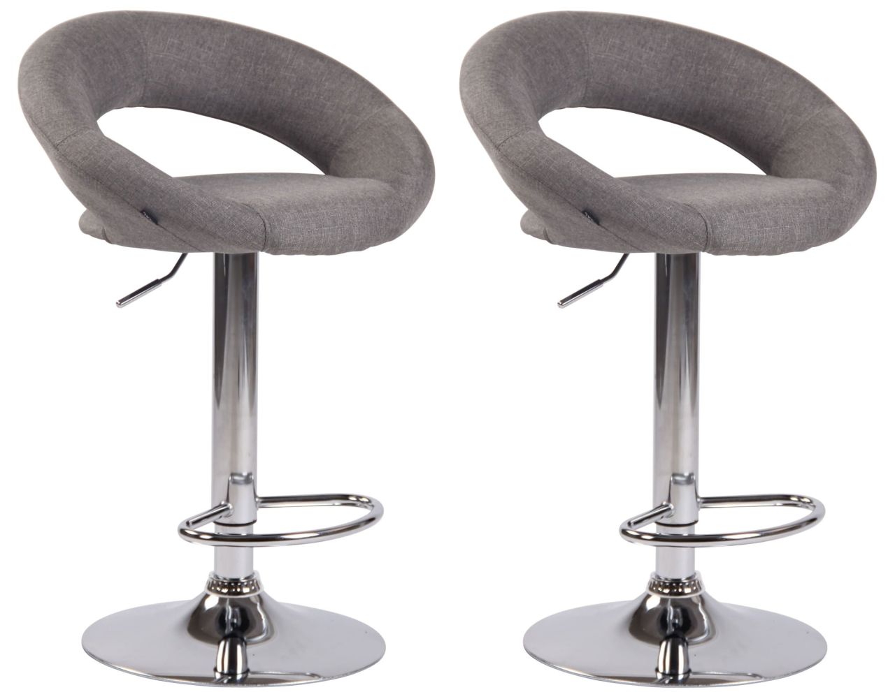 2er Set Barhocker Olinda Stoff Chrom grau 1 2er Set Barhocker Olinda Stoff Chrom grau