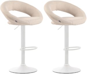 2er Set Barhocker Olinda Stoff weiss creme