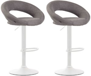2er Set Barhocker Olinda Stoff weiss grau