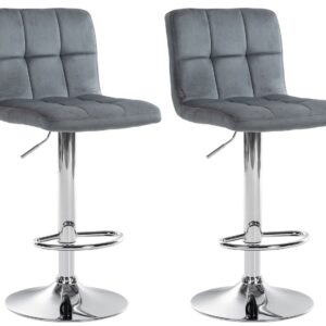 2er Set Barhocker Peru Samt chrom dunkelgrau