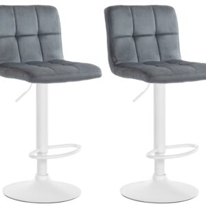 2er Set Barhocker Peru Samt weiß dunkelgrau