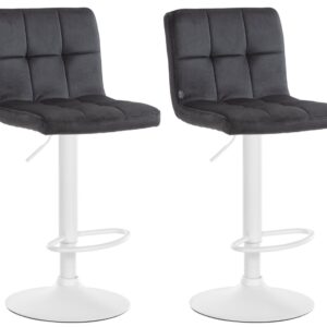 2er Set Barhocker Peru Samt weiß schwarz