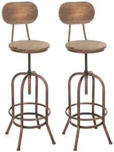 2er Set Barhocker Pino Holz bronze