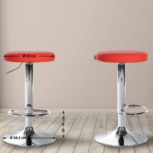 2er Set Barhocker Ponte Kunstleder chrom rot