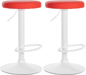 2er Set Barhocker Ponte Kunstleder weiss rot