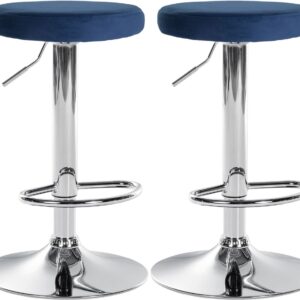 2er Set Barhocker Ponte Samt chrom blau