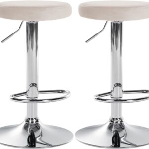 2er Set Barhocker Ponte Samt chrom creme