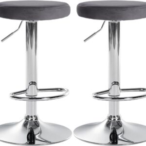 2er Set Barhocker Ponte Samt chrom dunkelgrau