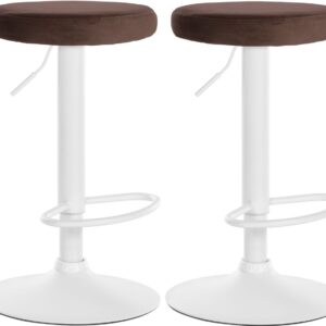 2er Set Barhocker Ponte Samt weiß braun