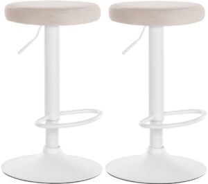 2er Set Barhocker Ponte Samt weiss creme