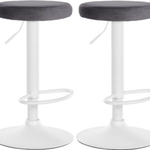 2er Set Barhocker Ponte Samt weiß dunkelgrau
