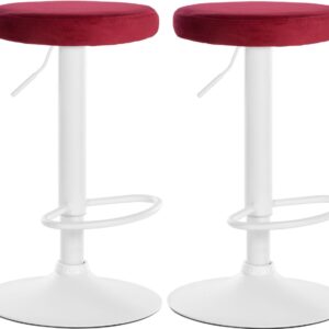 2er Set Barhocker Ponte Samt weiß rot