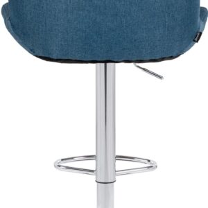 2er Set Barhocker Solon Chrom Stoff blau
