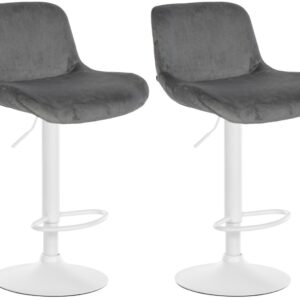 2er Set Barhocker Solon Weiß Samt dunkelgrau