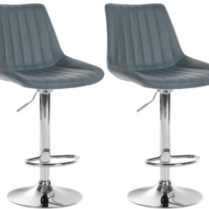 2er Set Barhocker Toni Kunstleder chrom grau