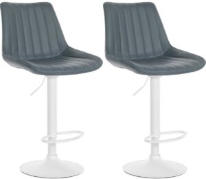 2er Set Barhocker Toni Kunstleder weiss grau