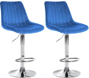 2er Set Barhocker Toni Samt chrom blau