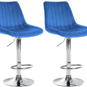 2er Set Barhocker Toni Samt chrom blau