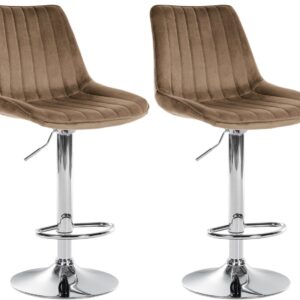 2er Set Barhocker Toni Samt chrom braun
