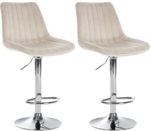 2er Set Barhocker Toni Samt chrom creme
