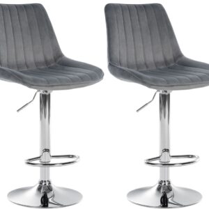 2er Set Barhocker Toni Samt chrom dunkelgrau