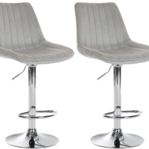 2er Set Barhocker Toni Samt chrom grau