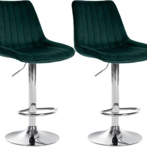 2er Set Barhocker Toni Samt chrom grün
