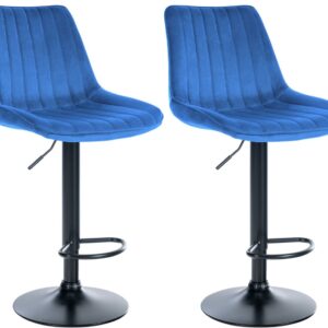 2er Set Barhocker Toni Samt schwarz blau