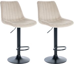 2er Set Barhocker Toni Samt schwarz creme