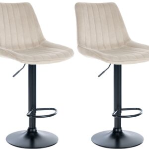 2er Set Barhocker Toni Samt schwarz creme