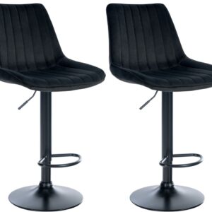2er Set Barhocker Toni Samt schwarz schwarz