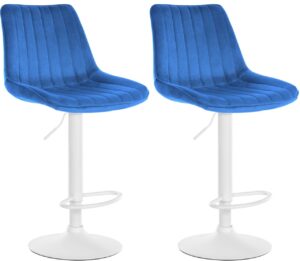 2er Set Barhocker Toni Samt weiss blau