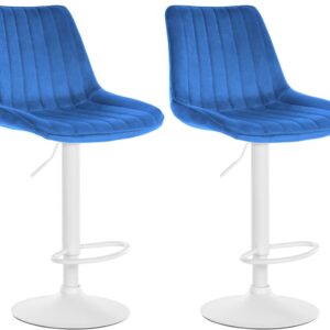 2er Set Barhocker Toni Samt weiß blau