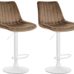 2er Set Barhocker Toni Samt weiß braun
