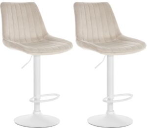 2er Set Barhocker Toni Samt weiss creme