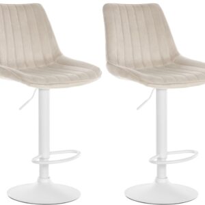 2er Set Barhocker Toni Samt weiß creme