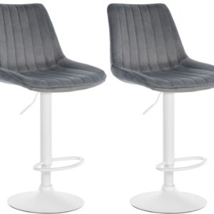 2er Set Barhocker Toni Samt weiß dunkelgrau