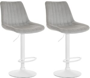 2er Set Barhocker Toni Samt weiss grau
