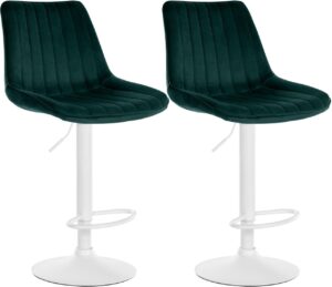 2er Set Barhocker Toni Samt weiss gruen